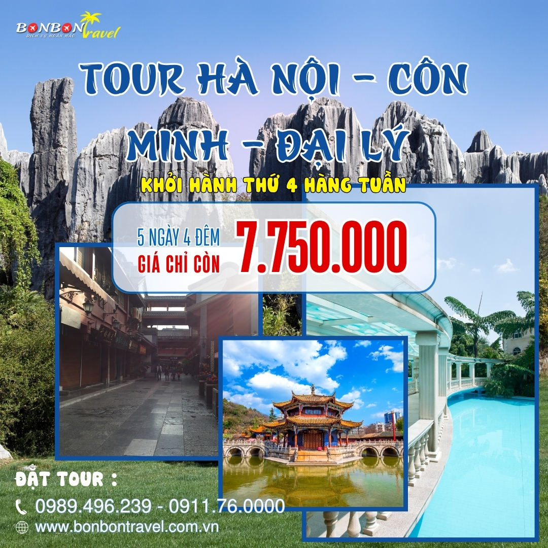 TOUR HÀ NỘI – HÀ KHẨU- ĐẠI LÝ- CÔN MINH 5N4Đ