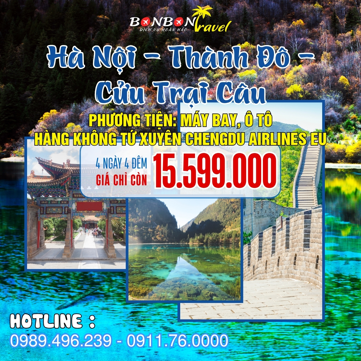 Tour Trùng Khánh - Cửu Trại Câu - Thành Đô 6N5Đ